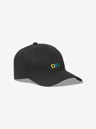 Off-white Kids' Logo Rainbow 棒球帽 In Black