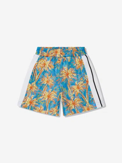 Palm Angels Kids' Boys Aop Pas Track Shorts In Blue