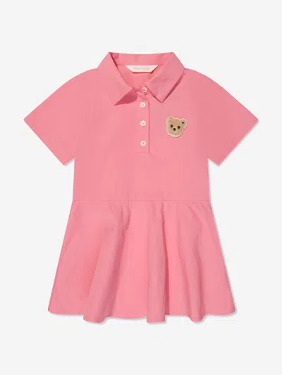 Palm Angels Kids' Girls Mini Bear Polo Dress In Pink
