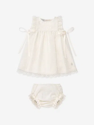 Paz Rodriguez Baby Girls Dress With Bloomers In Ivory