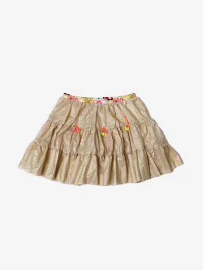 Paté De Sable Kids' Ruffle Beach Skirt In Gold