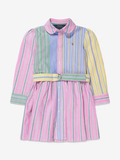 Ralph Lauren Kids' Girls Striped Shirt Dress In Multicoloured