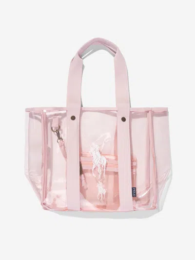 Ralph Lauren Babies' Girls Clear Tote Bag With Pouch In Pink