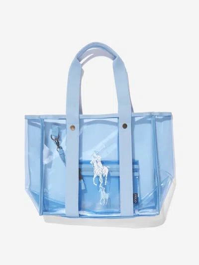 Ralph Lauren Kids' Girls Clear Tote Bag With Pouch In Blue