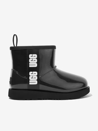 Ugg Kids' Classic Clear Mini Pvc And Faux-shearling Boots 7-10 Years In Black