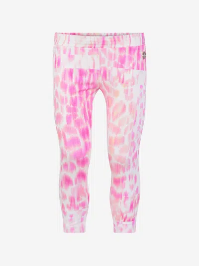 Roberto Cavalli Kids' Girls Leopard Print Leggings Size M 14 Yrs In Pink
