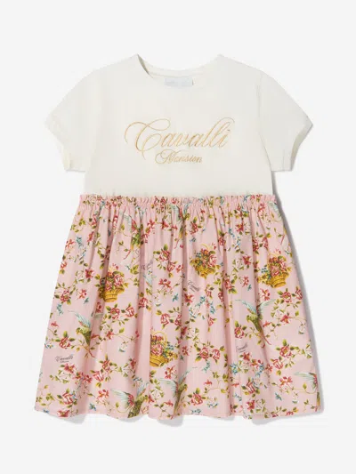 Roberto Cavalli Kids' Girls Cotton Floral Print Dress 14 Yrs Pink