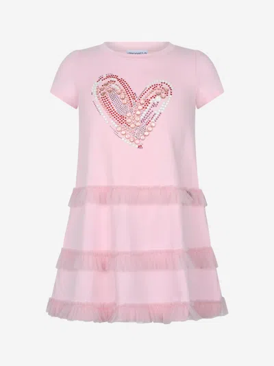 Simonetta Babies' Embellished Heart Dress 2 Yrs Pink