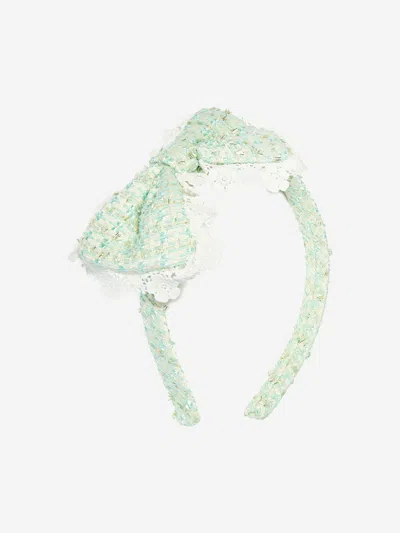 Self-portrait Babies' Girls Boucle Bow Headband In Green