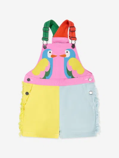 Stella Mccartney Kids' 爱情鸟图案拼色背带裤 In Multicoloured