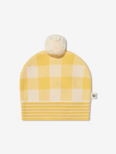 The Bonnie Mob Babies' Kids Check Jacquard Knit Hat In Yellow