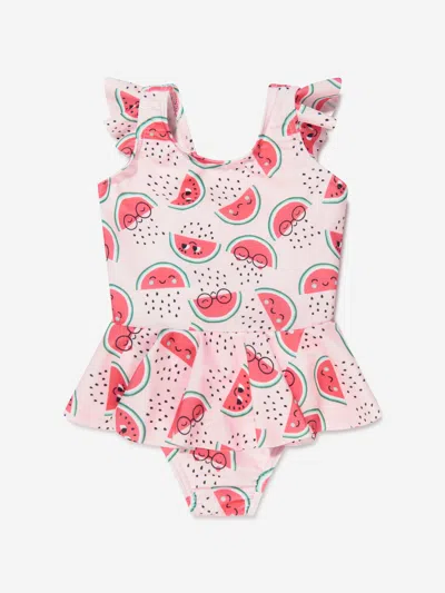 The Bonnie Mob Kids' Girls Watermelon Frill Swimsuit In Ivory