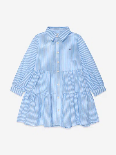 Tommy Hilfiger Kids' Girls Lurex Stripe Shirt Dress In Blue