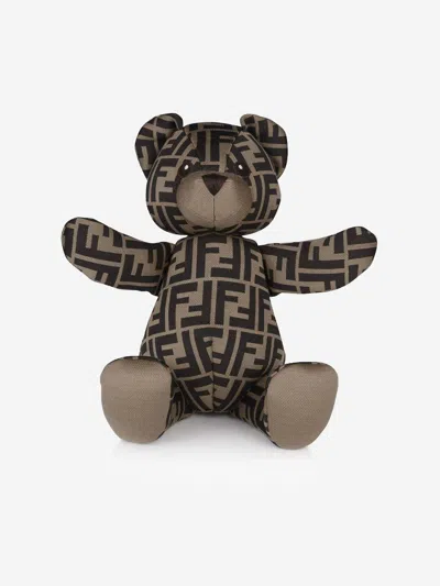 Fendi Babies' Unisex Ff Logo Teddy Bear In Brown