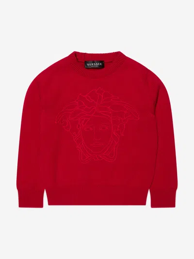 Versace Babies' Girls Knitted Medusa Jumper In Red