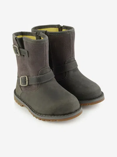 Ugg Kids' Australia Leather Harwell Boots Eu 32.5 Us 1 Grey
