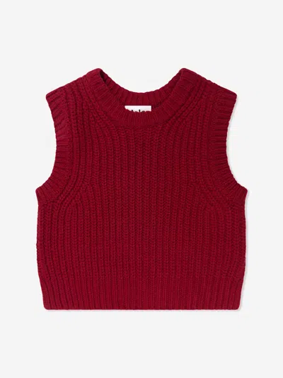 Molo Kids' Girls Wool Knitted Vest In Red