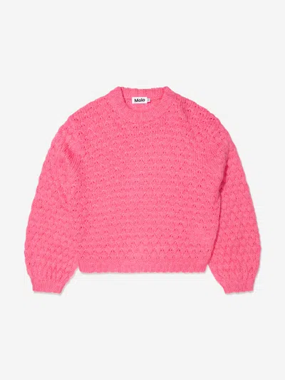 Molo Kids' Girls Wool Knitted Jumper In Pink