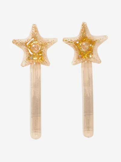 Sunnylife Babies' Girls Princess Swan Set Of 2 Inflatable Star Wands In Gold