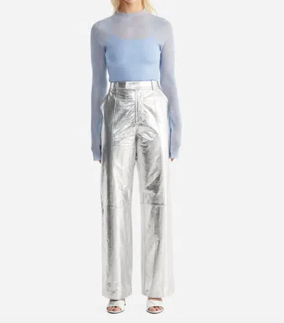 Ena Pelly Danielle Leather Pant In Metallic Silver In Multi