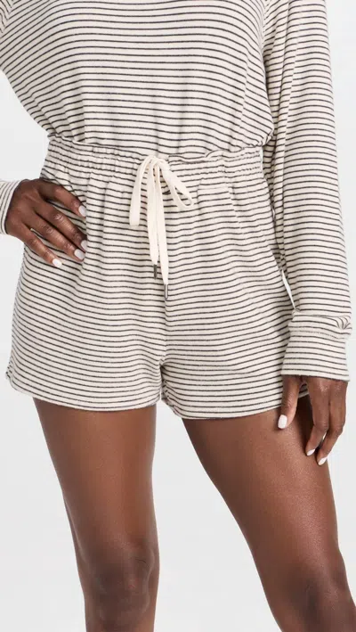 Z Supply Downtime Stripe Shorts In Natural In White