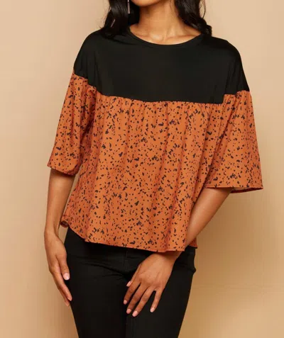 Eva Franco Celeste Top - Jungle Dot In Orange And Black In Multi