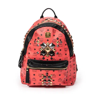 Mcm Large Stark Front Studs Backpack In Red