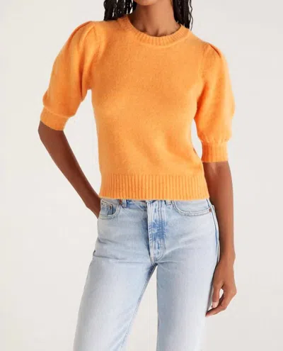 Z Supply Cassandra Short Sleeve Sweater In Monarch Orange In Multi