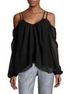 LIKELY Solid Cold-Shoulder Top,0400094990167