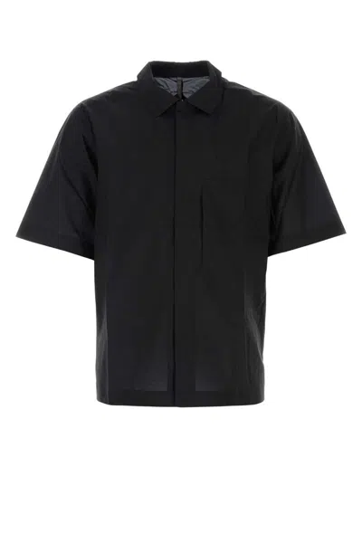 Veilance Pointed-collar Short-sleeve Shirt In Black