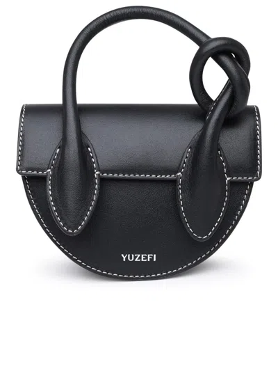 Yuzefi Black Leather Mini Pretzel Bag