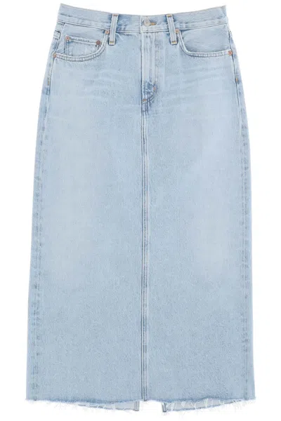 Agolde Della High-rise Denim Skirt In Celeste