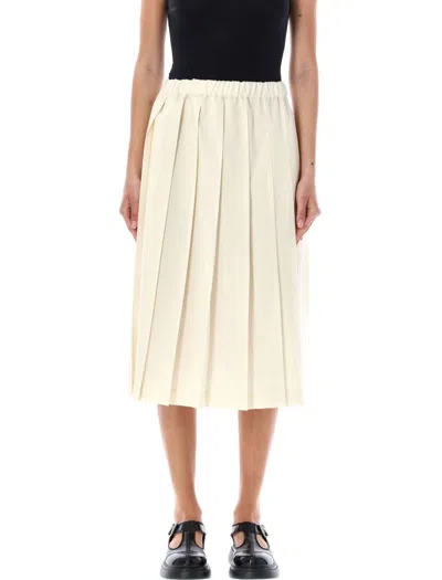 Comme Des Garçons Pleated Midi Skirt In Off White