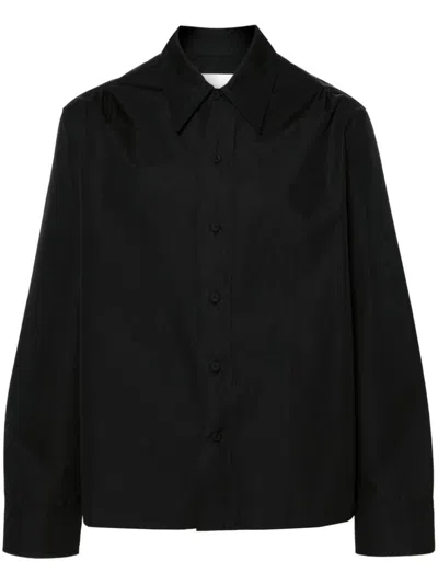 Jil Sander Long-sleeved Cotton Shirt In Black
