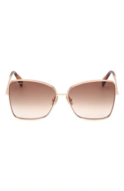 Max Mara 59mm Gradient Butterfly Sunglasses In Rosegold/brown