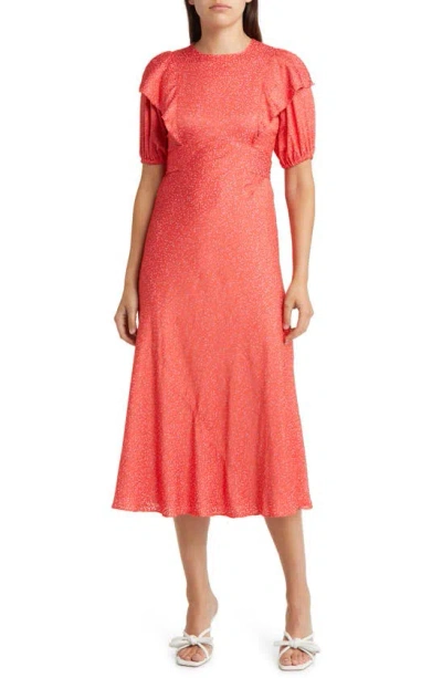 Ted Baker Mayyia Puff Sleeve Midi Dress In Pink