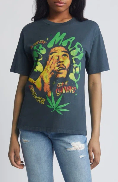 Daydreamer Bob Marley Is This Love Cotton Graphic T-shirt In Vintage Black