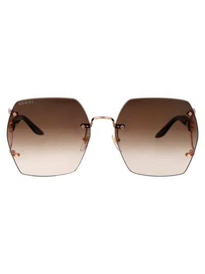 Gucci Sunglasses In Gold Havana Brown