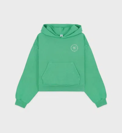 Sporty And Rich Cropped Cotton Hoodie In Verde/white