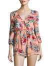 MINKPINK PARADE ABOUT V-NECK FLORAL PRINTED ROMPER,0400093514438