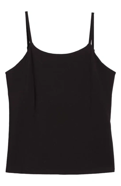 Eileen Fisher Organic Cotton Blend Shelf Bra Camisole In Black