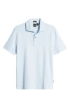 Hugo Boss Regular-fit Polo Shirt In Cotton And Linen In Light Blue
