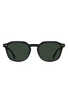 Raen Clyve 52mm Polarized Round Sunglasses In Recycled Black/ Green Polar