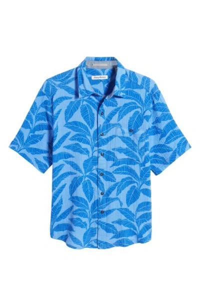 Tommy Bahama Beachside Azul Frond Short Sleeve Stretch Button-up Shirt In Blue Muscari