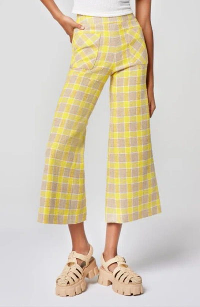 Smythe Cropped Wide-leg Patch Pocket Pants In Yellow Check