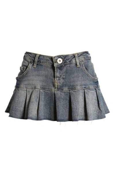 Bdg Urban Outfitters Kara Pleated Denim Miniskirt In Dark Vintage
