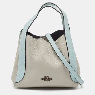Coach /blue Pebbled Leather Hadley 21 Hobo In Grey