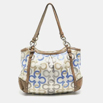 Coach Color Signature Satin And Leather Hobo In Multi