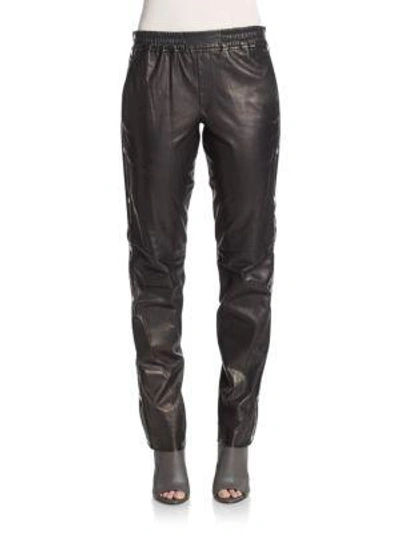 A.l.c Public Side-snap Leather Trousers In Black