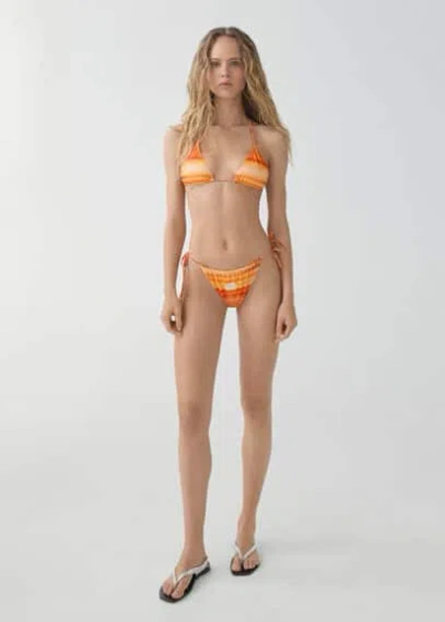 Mango Printed Bikini Bottom Orange